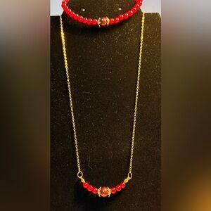 Valentine’s Day Beaded Necklace and Bracelet Set